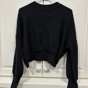 Oversized Cropped Black Sweater